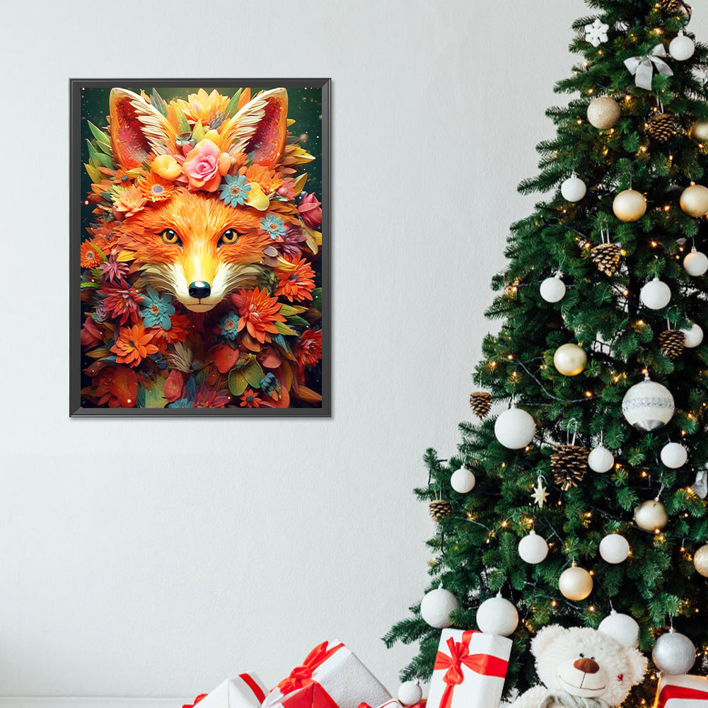 Fox And Flower - Full Round Drill Diamond Painting 30*40CM