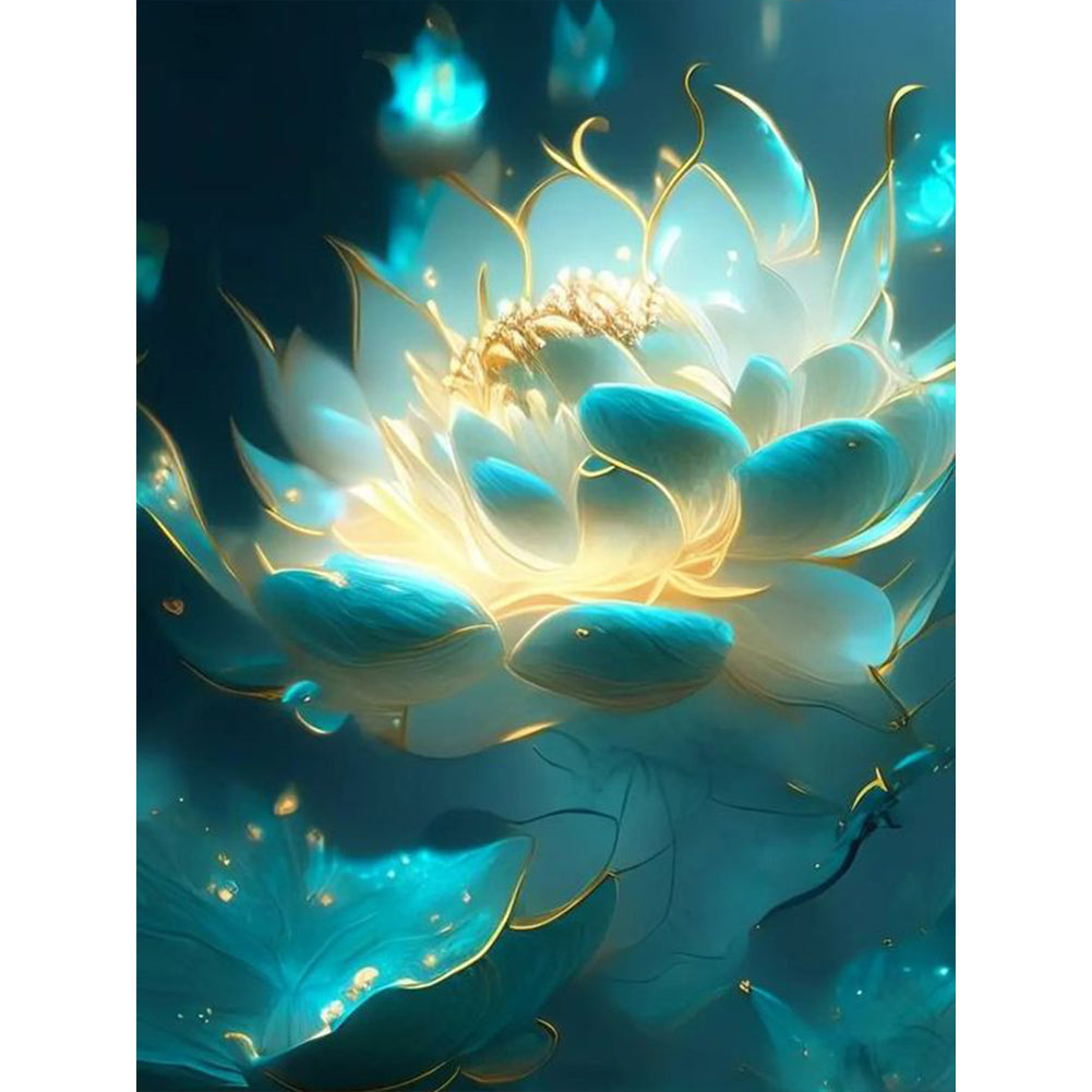 Ice Lotus - Full Round Drill Diamond Painting 30*40CM