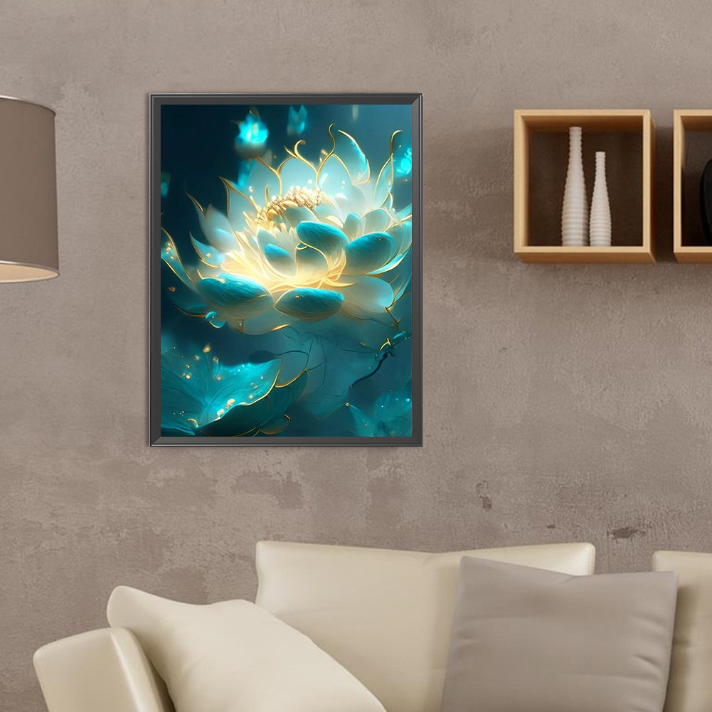 Ice Lotus - Full Round Drill Diamond Painting 30*40CM