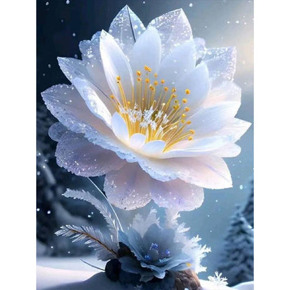 Ice Lotus - Full Round Drill Diamond Painting 30*40CM