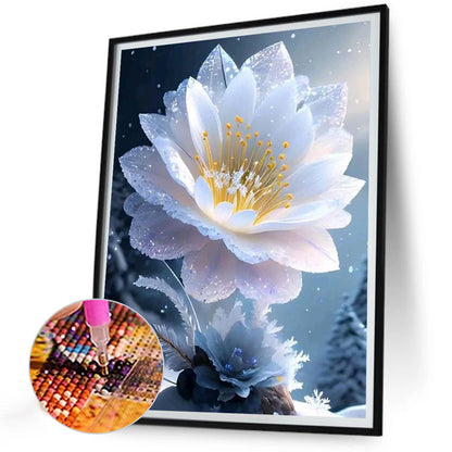 Ice Lotus - Full Round Drill Diamond Painting 30*40CM