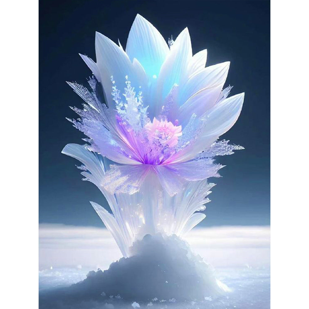 Ice Lotus - Full Round Drill Diamond Painting 30*40CM