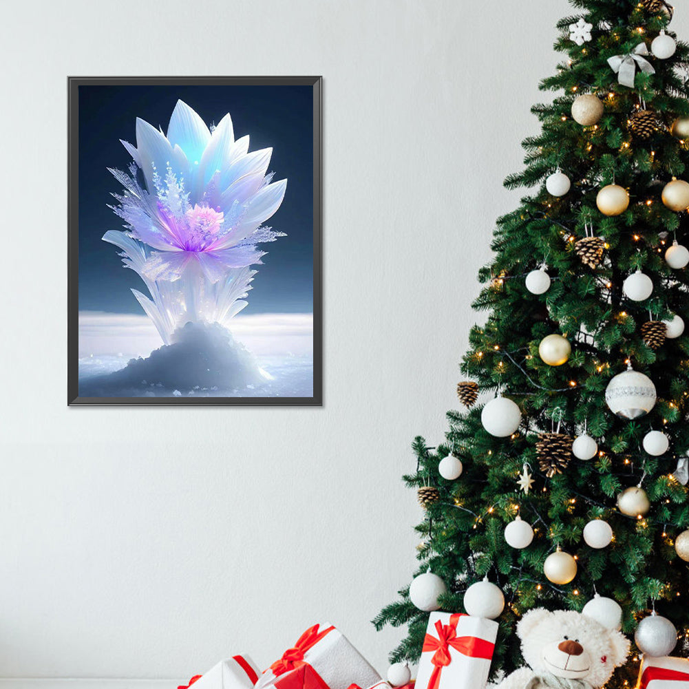 Ice Lotus - Full Round Drill Diamond Painting 30*40CM