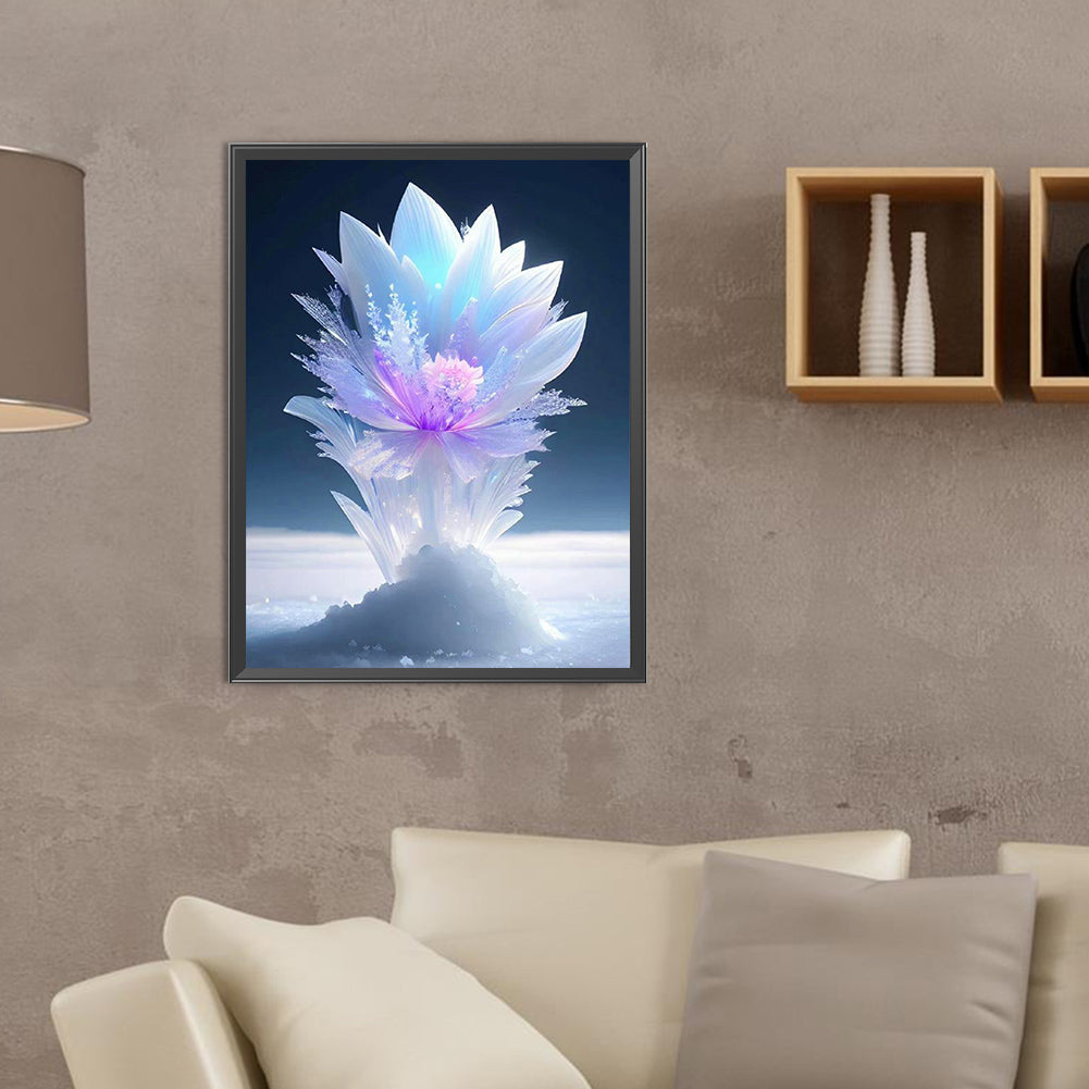 Ice Lotus - Full Round Drill Diamond Painting 30*40CM