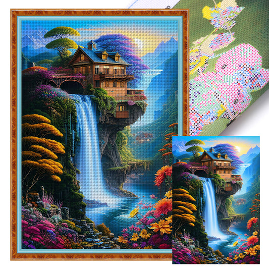 Landscape Loft Waterfall - 16CT Stamped Cross Stitch 40*60CM