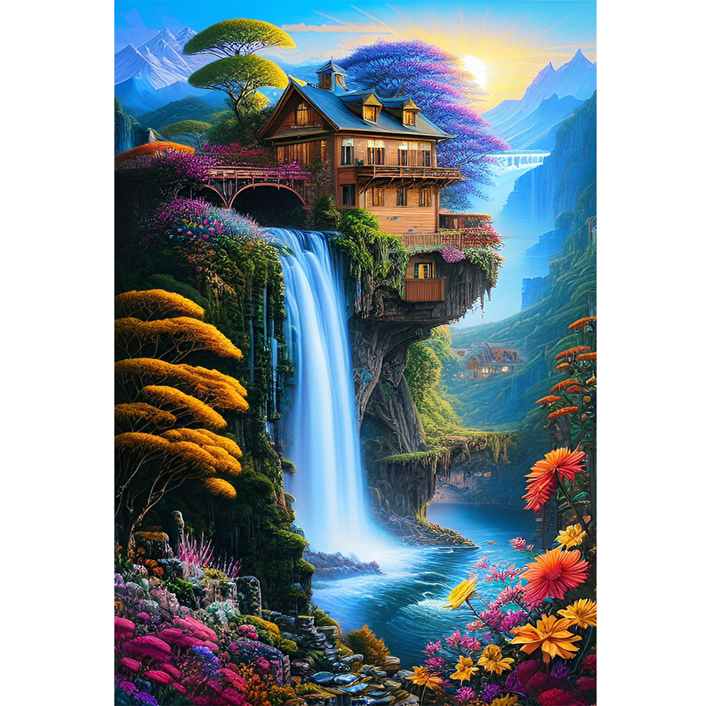 Landscape Loft Waterfall - 16CT Stamped Cross Stitch 40*60CM