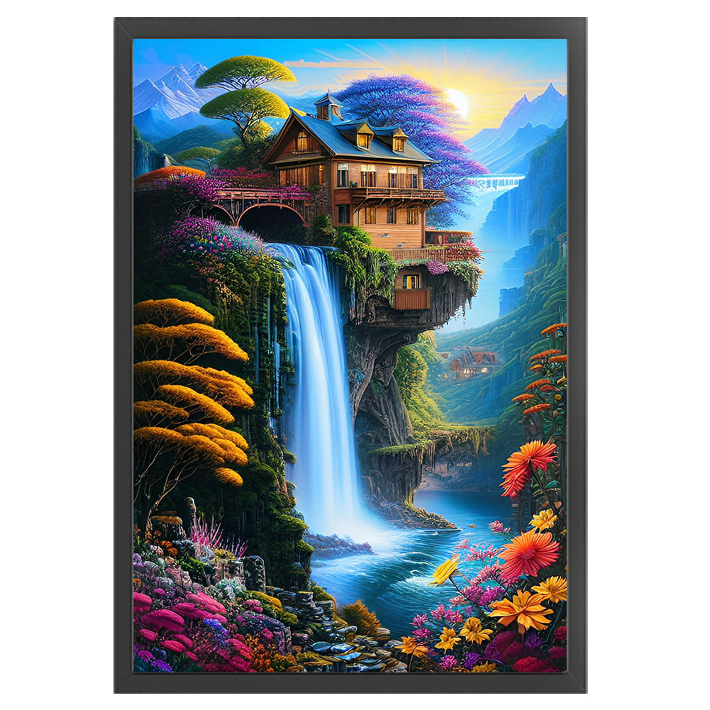 Landscape Loft Waterfall - 16CT Stamped Cross Stitch 40*60CM