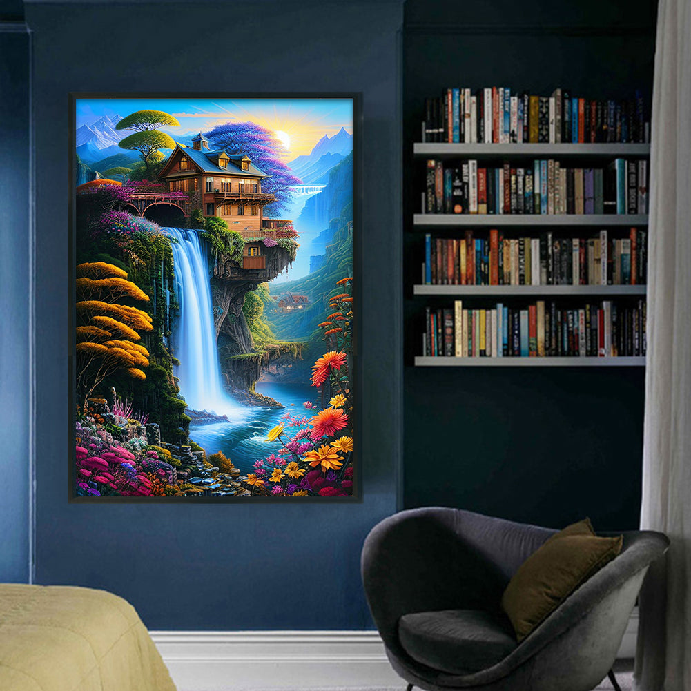 Landscape Loft Waterfall - 16CT Stamped Cross Stitch 40*60CM