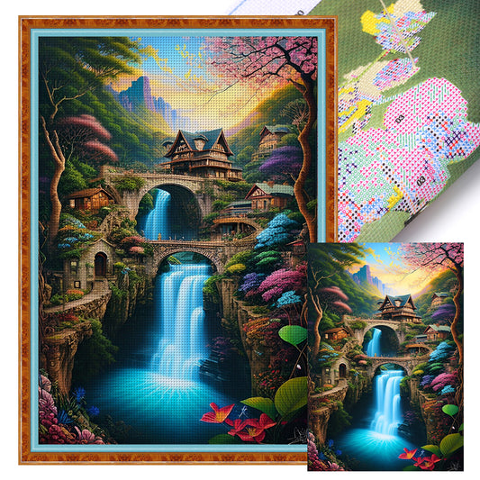 Landscape Loft Waterfall - 16CT Stamped Cross Stitch 40*60CM