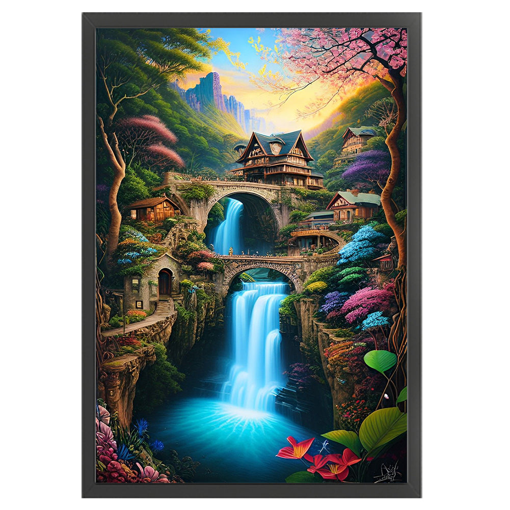 Landscape Loft Waterfall - 16CT Stamped Cross Stitch 40*60CM