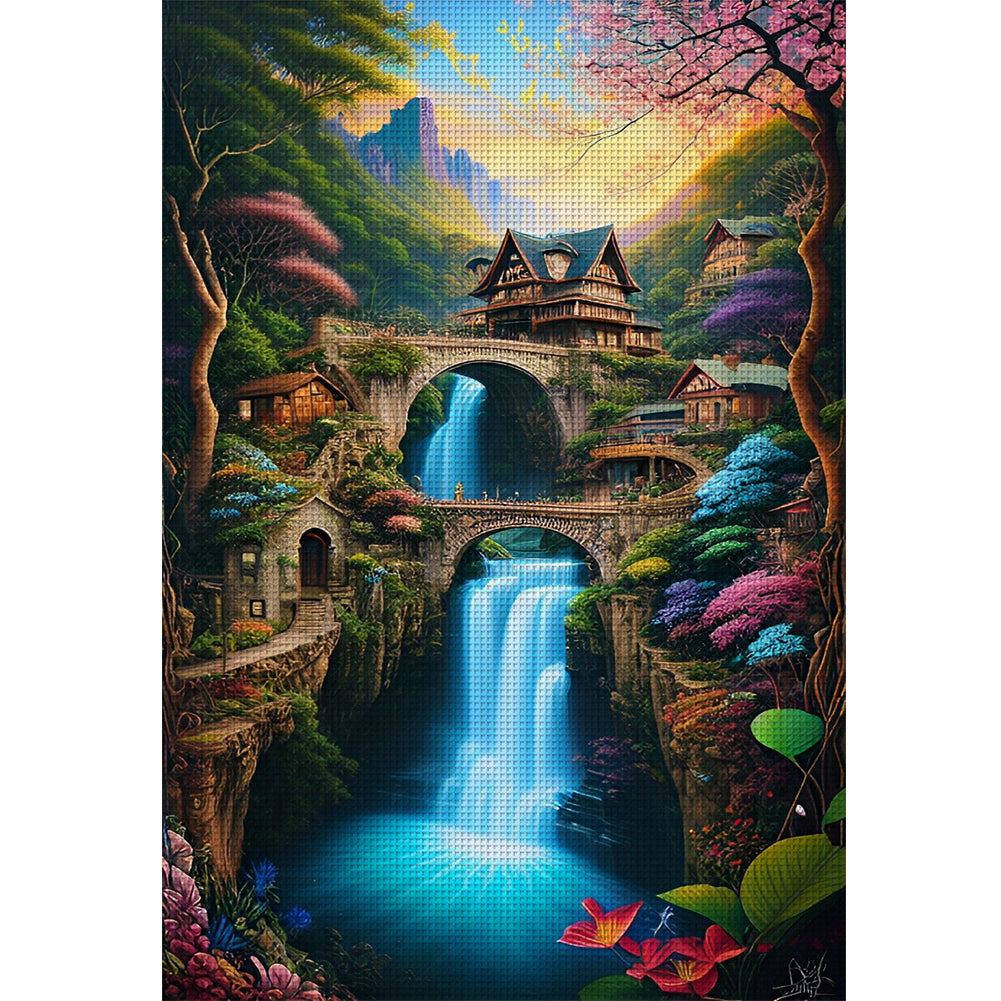 Landscape Loft Waterfall - 16CT Stamped Cross Stitch 40*60CM