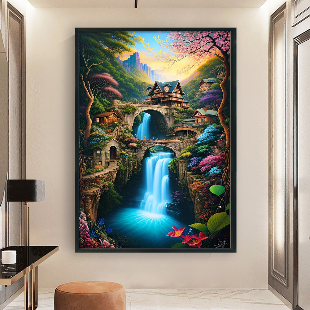 Landscape Loft Waterfall - 16CT Stamped Cross Stitch 40*60CM