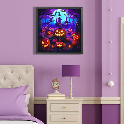 Halloween Pumpkin Castle - Full Round Drill Diamond Painting 40*40CM