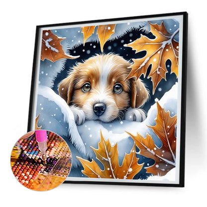 Snow Puppy - Full Round Drill Diamond Painting 30*30CM