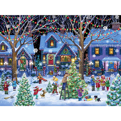 Christmas Street Scene - Full Square Drill Diamond Painting 40*30CM