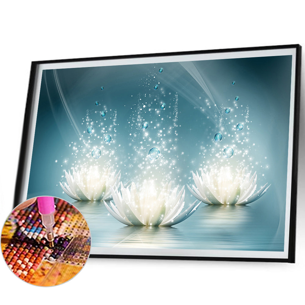 Water Drop Lotus - Full AB Dril Round Diamond Painting 45*30CM