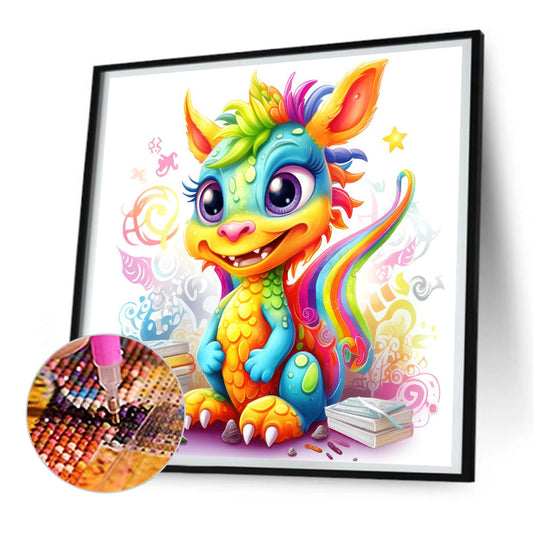 Colorful Little Dinosaur - Full Round Drill Diamond Painting 30*30CM