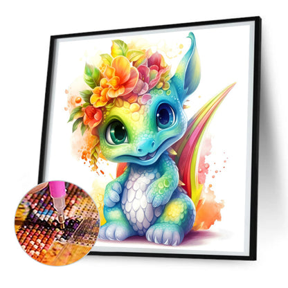 Colorful Little Dinosaur - Full Round Drill Diamond Painting 30*30CM