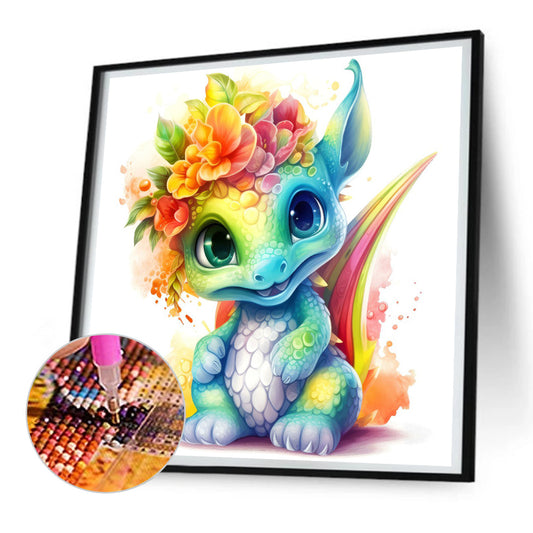 Colorful Little Dinosaur - Full Round Drill Diamond Painting 30*30CM