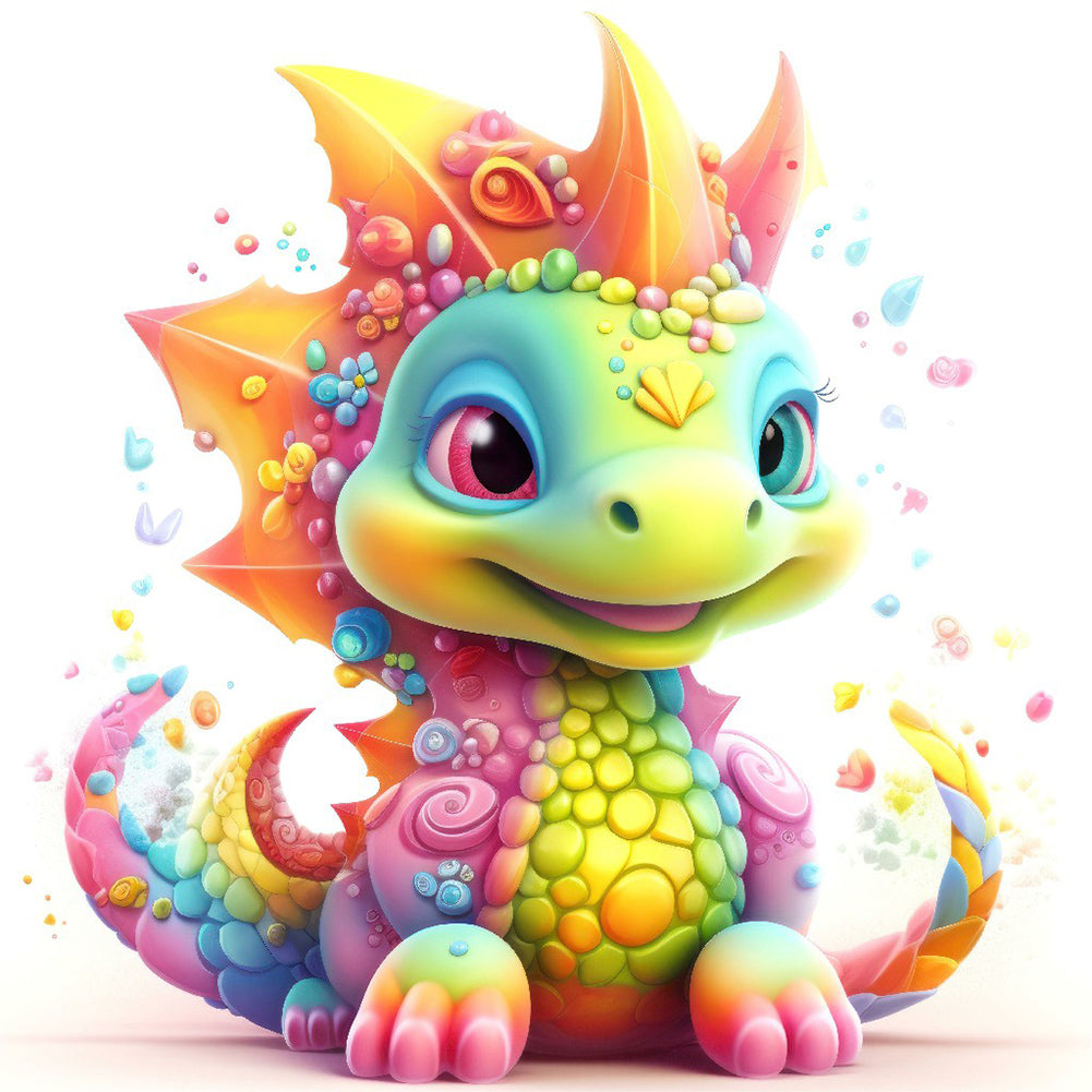 Colorful Little Dinosaur - Full Round Drill Diamond Painting 30*30CM