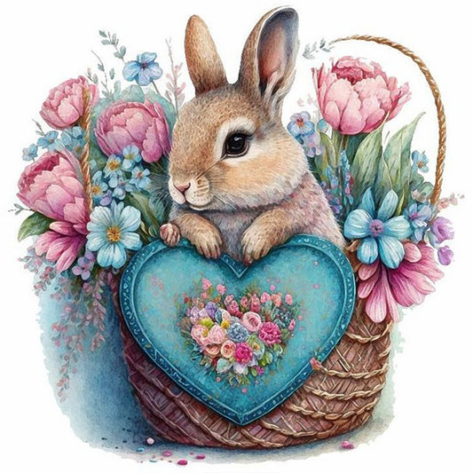 Flower Rabbit - Full Round Drill Diamond Painting 30*30CM