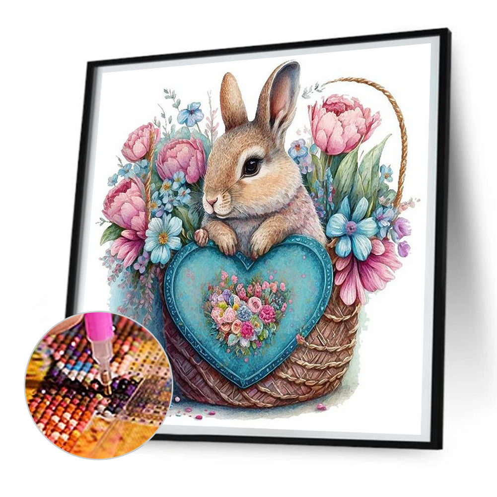 Flower Rabbit - Full Round Drill Diamond Painting 30*30CM