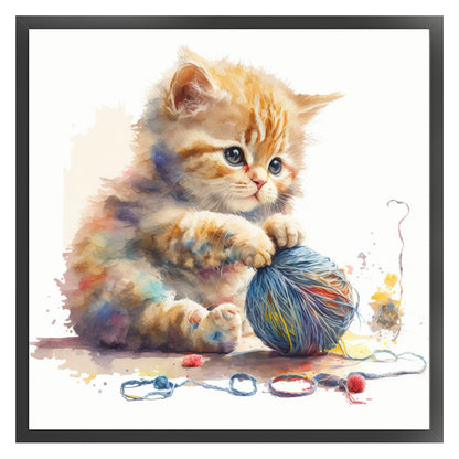 Sewing Kitty - 11CT Stamped Cross Stitch 50*50CM(Spring)