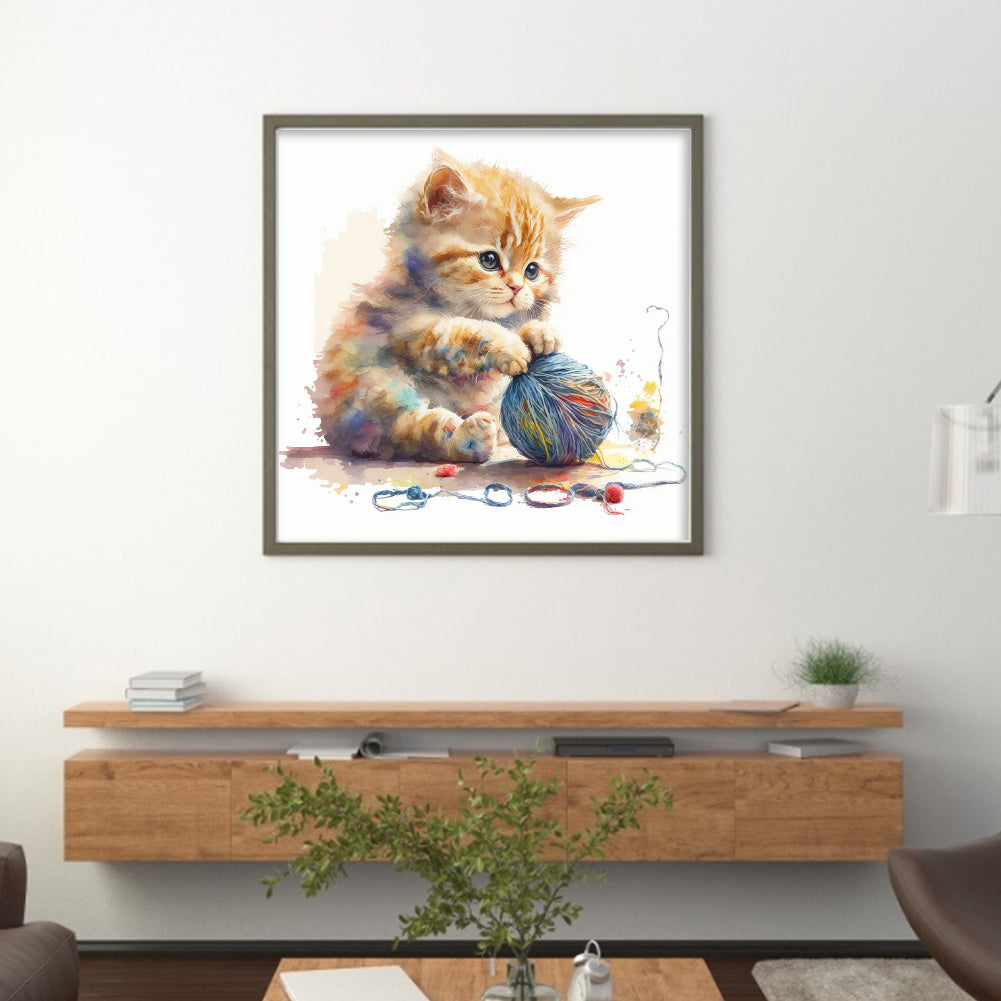 Sewing Kitty - 11CT Stamped Cross Stitch 50*50CM(Spring)