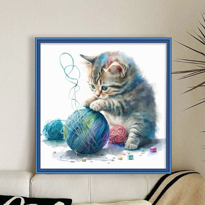 Sewing Kitty - 11CT Stamped Cross Stitch 50*50CM(Spring)