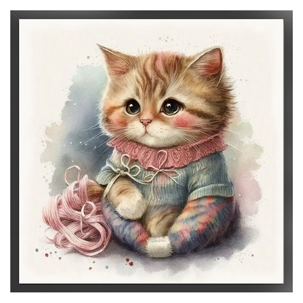 Sewing Kitty - 11CT Stamped Cross Stitch 50*50CM(Spring)