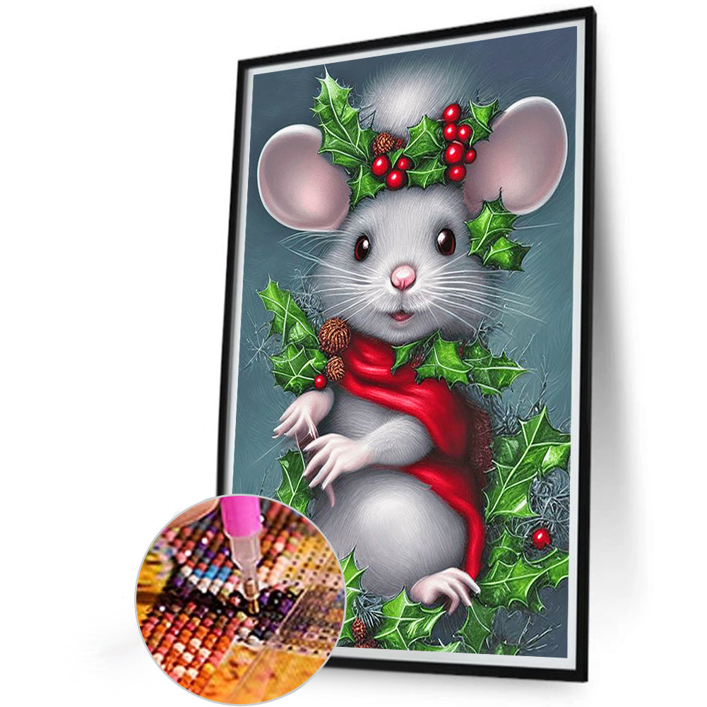 Christmas Mouse - Full Round Drill Diamond Painting 40*60CM