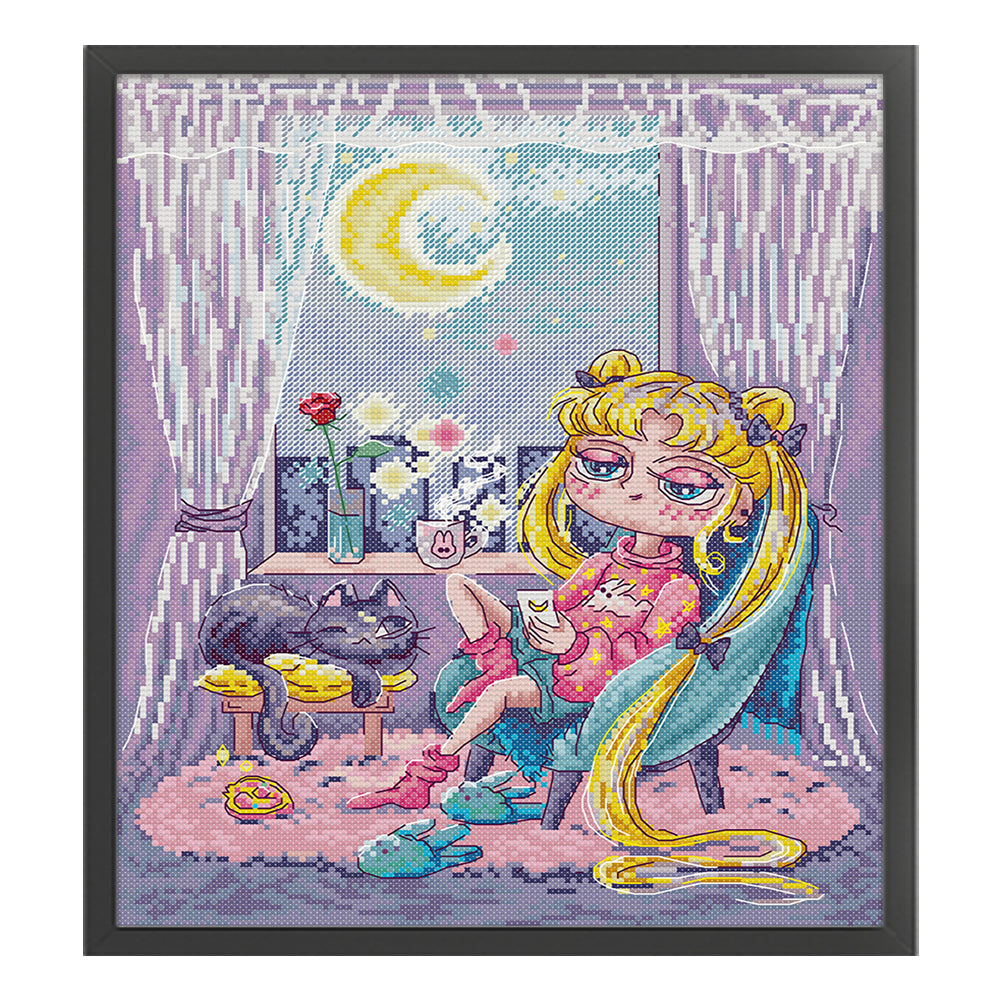 Cozy Night - 14CT Stamped Cross Stitch 31*36CM(Joy Sunday)