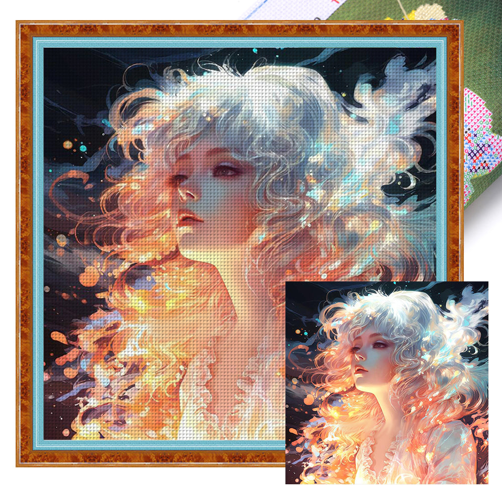 Glow Girl - 11CT Stamped Cross Stitch 50*50CM