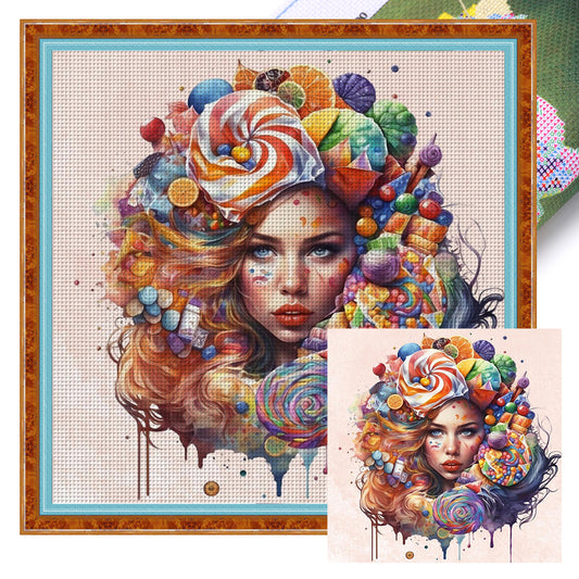 Candy Girl - 11CT Stamped Cross Stitch 60*60CM