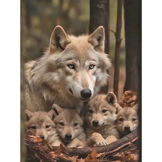 Parent-Child Wolf - Full Round Drill Diamond Painting 30*40CM