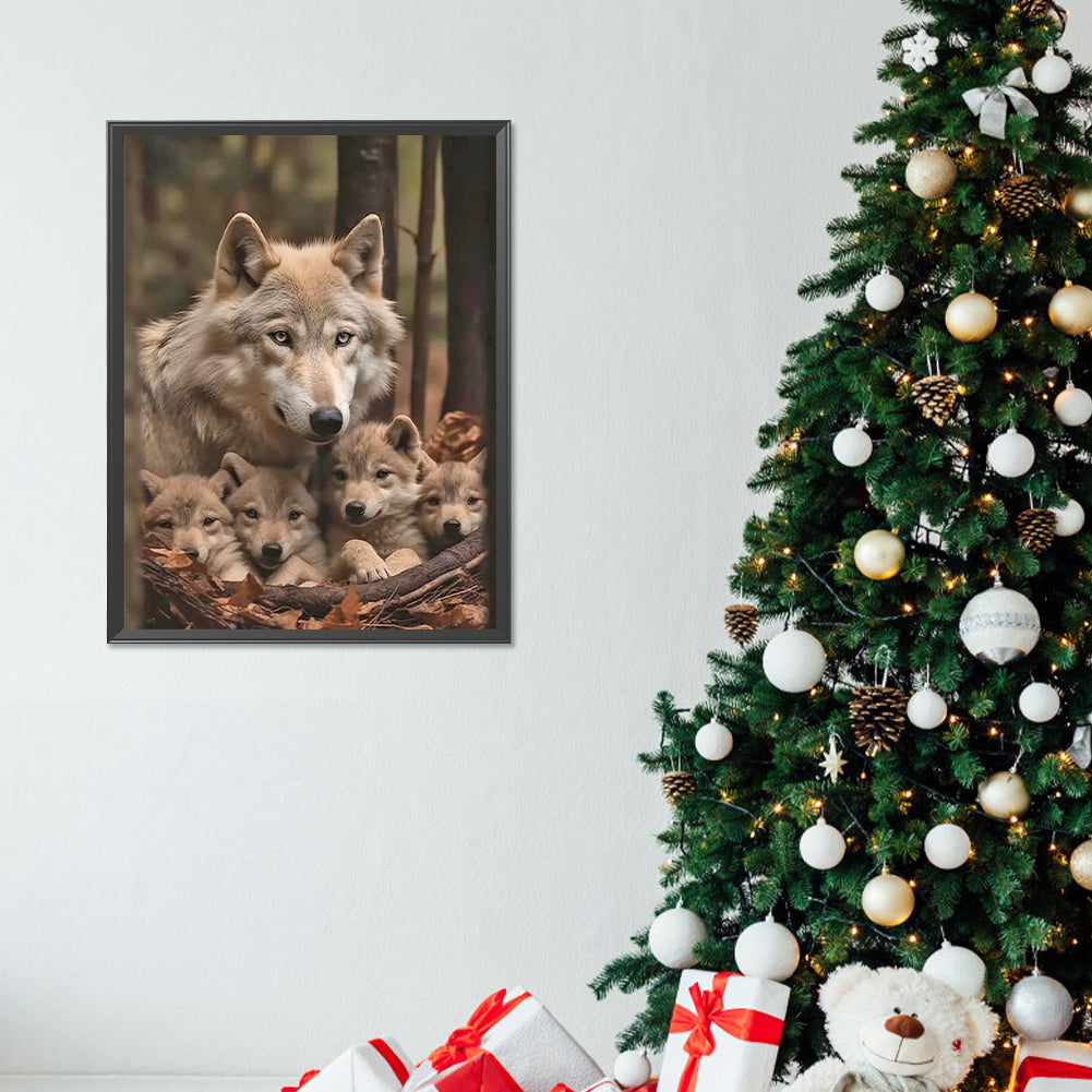 Parent-Child Wolf - Full Round Drill Diamond Painting 30*40CM