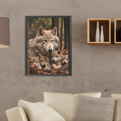 Parent-Child Wolf - Full Round Drill Diamond Painting 30*40CM