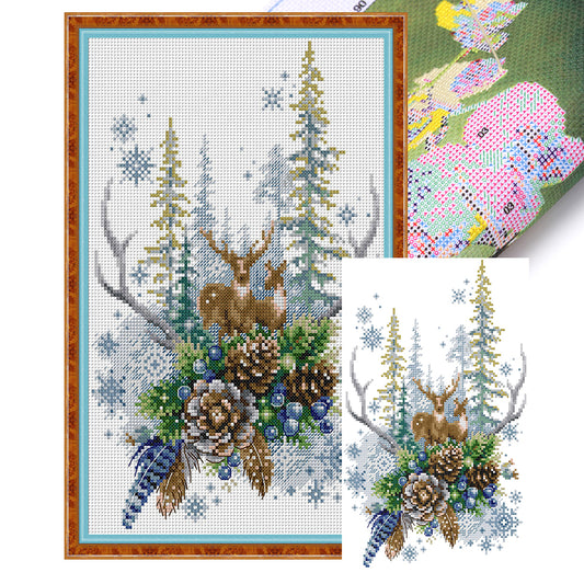 Winter Forest Elf - 14CT Stamped Cross Stitch 22*34CM(Joy Sunday)