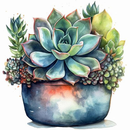 Succulent Plants - Full Round Drill Diamond Painting 30*30CM