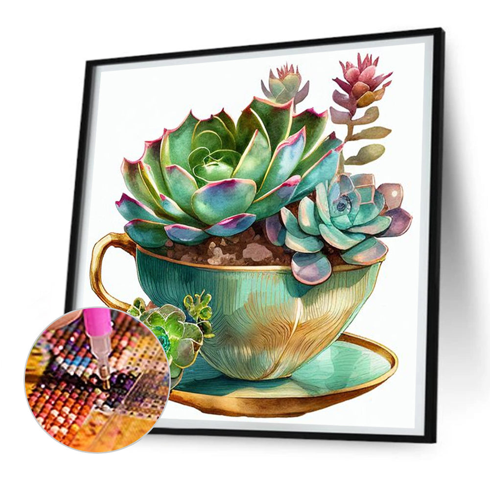 Succulent Plants - Full Round Drill Diamond Painting 30*30CM