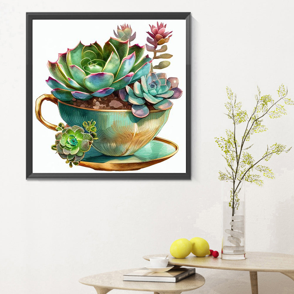 Succulent Plants - Full Round Drill Diamond Painting 30*30CM