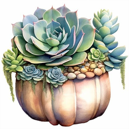 Succulent Plants - Full Round Drill Diamond Painting 30*30CM