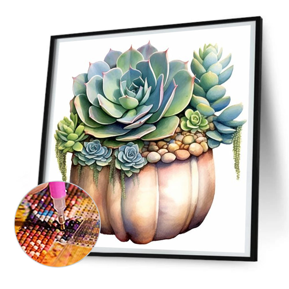 Succulent Plants - Full Round Drill Diamond Painting 30*30CM