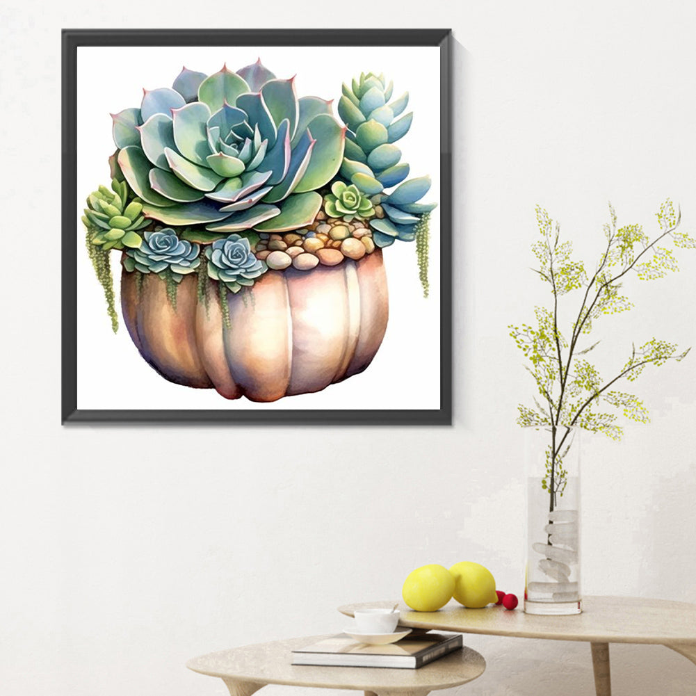 Succulent Plants - Full Round Drill Diamond Painting 30*30CM