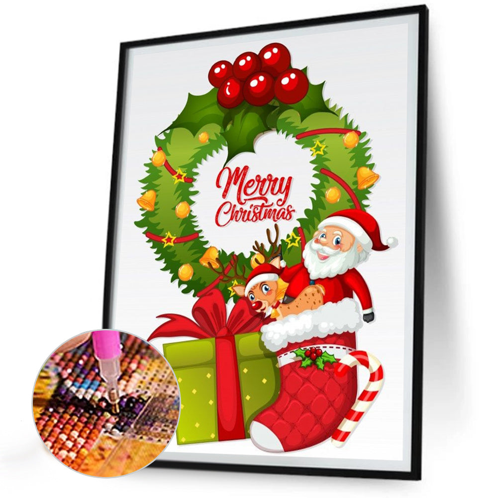 Christmas Stocking Garland - Full Round Drill Diamond Painting 30*40CM