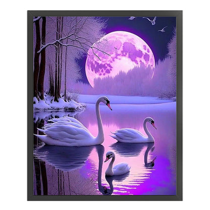 Purple Swan Lake - 11CT Stamped Cross Stitch 40*50CM