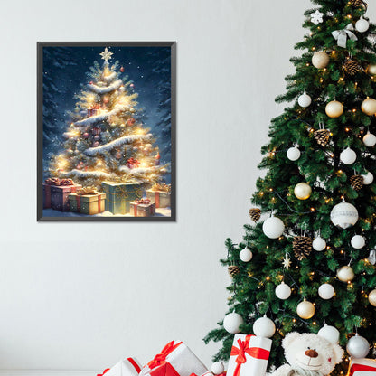 Christmas Tree On Snowy Night - Full Round Drill Diamond Painting 30*40CM