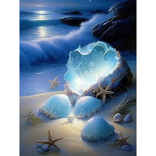 Coast Blue Seashells - Full Round Drill Diamond Painting 30*40CM