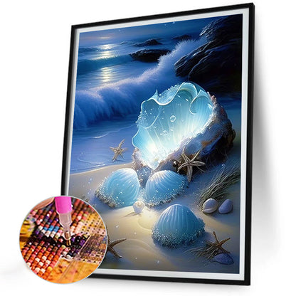 Coast Blue Seashells - Full Round Drill Diamond Painting 30*40CM