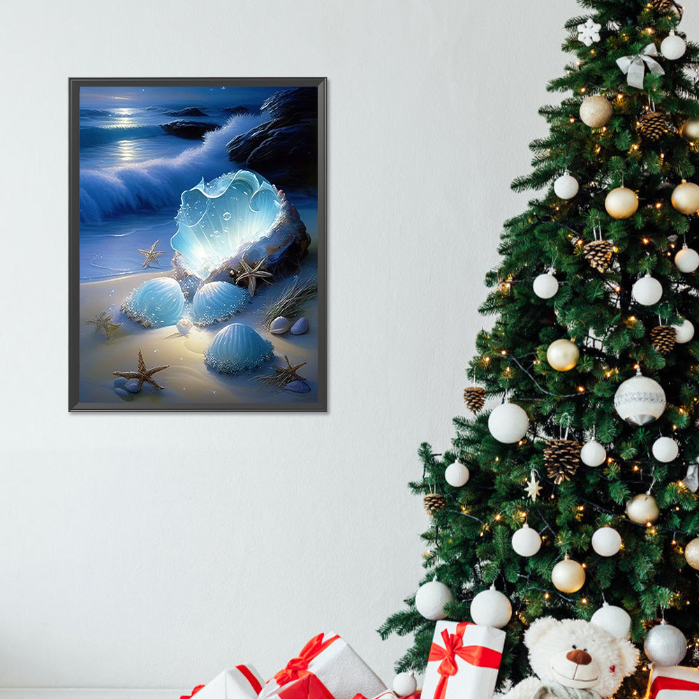 Coast Blue Seashells - Full Round Drill Diamond Painting 30*40CM